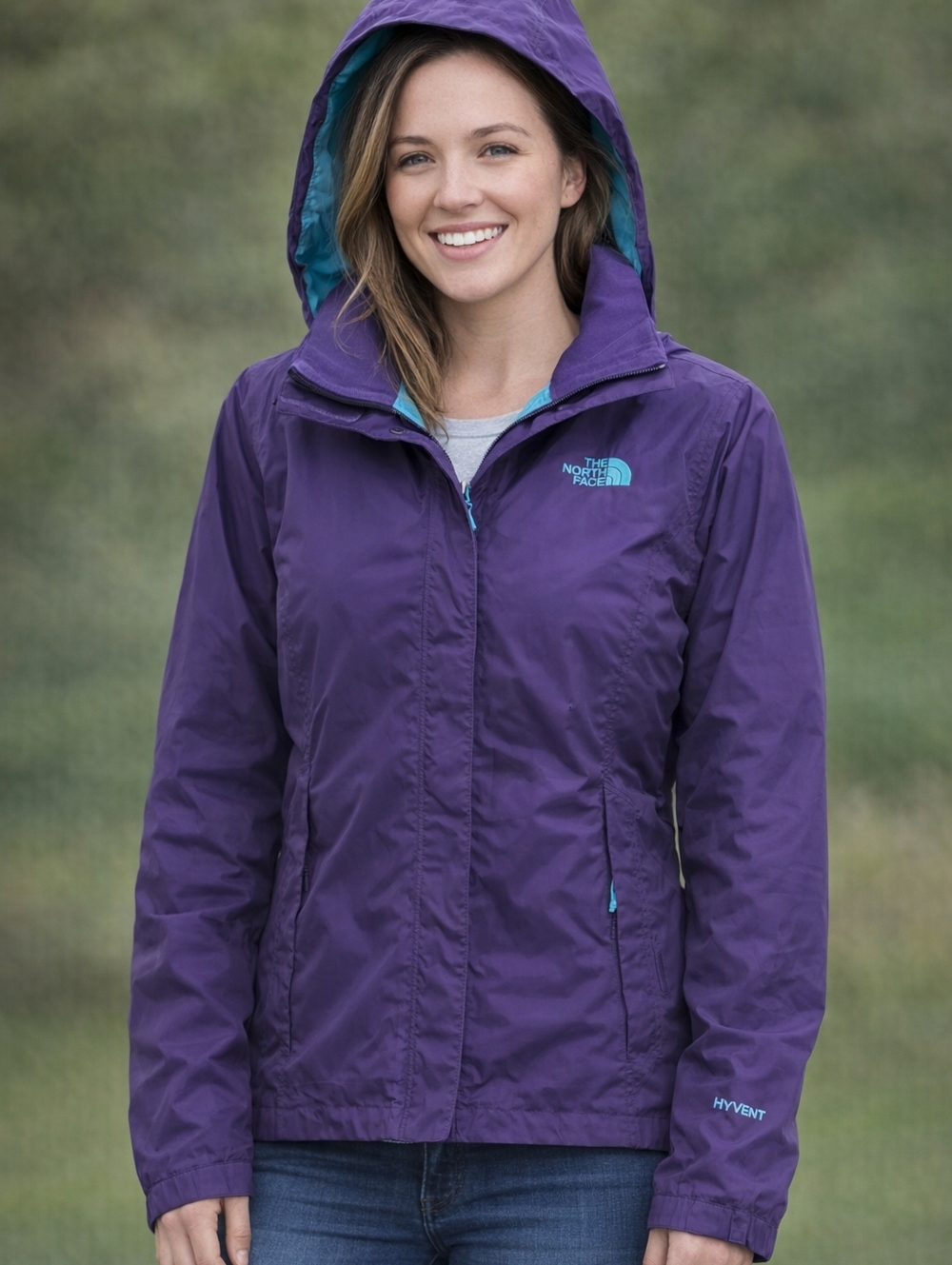 The North face Hyvent Windbreaker Women's Size Large Purple Mesh Hooded Spring